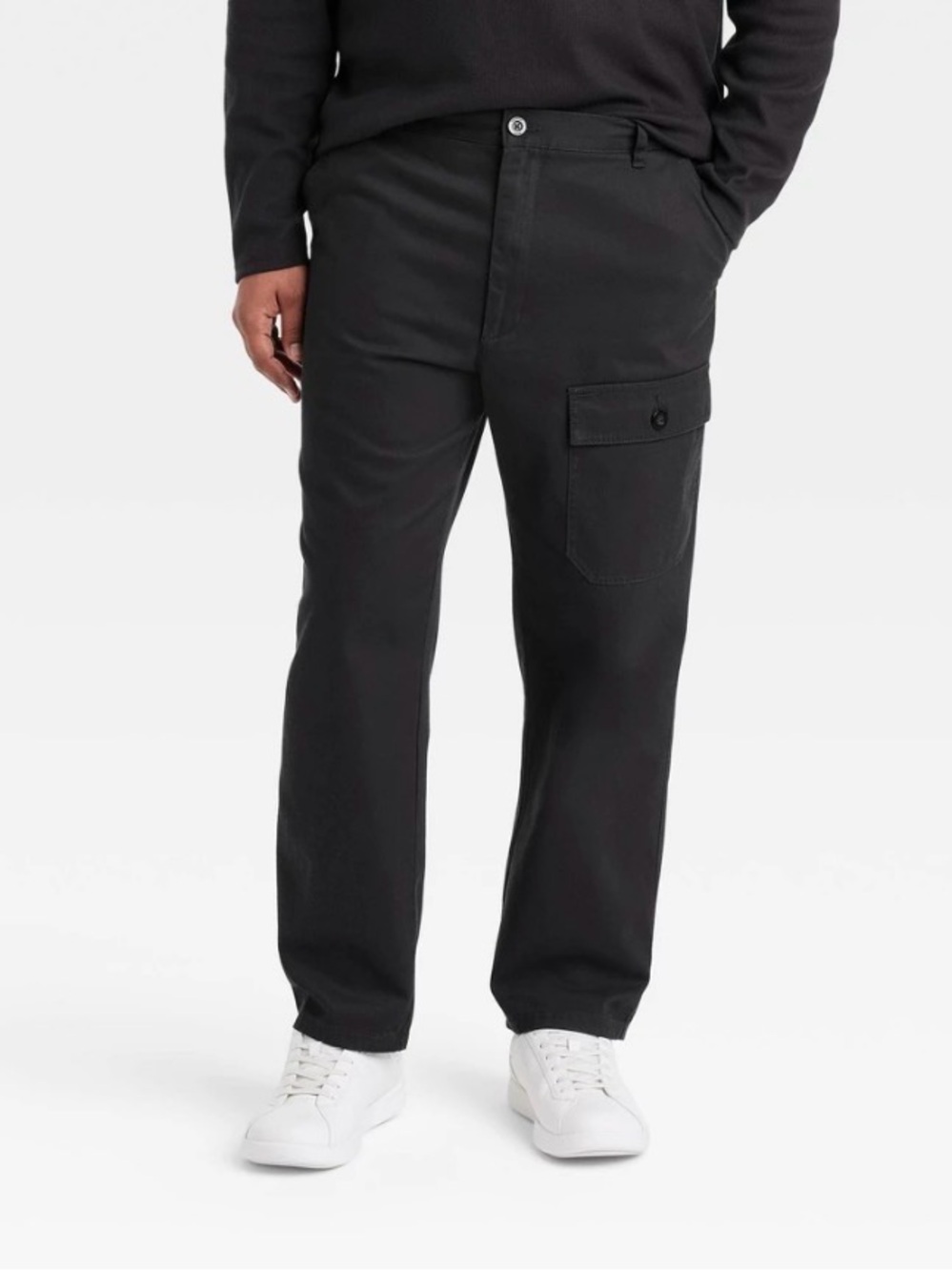 Men's Black Cargo Work Pants with Side Patch Pocket